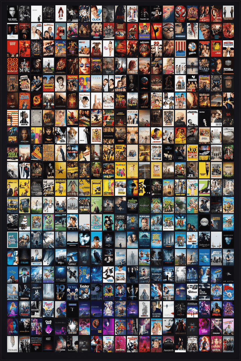 Example movie poster poster showing a color-organized collage of movie posters from Letterboxd